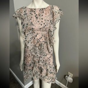 Chelsea & Violet Floral Ruffle Sleeve Tie Waist Open Back Lined NWT Dress XS